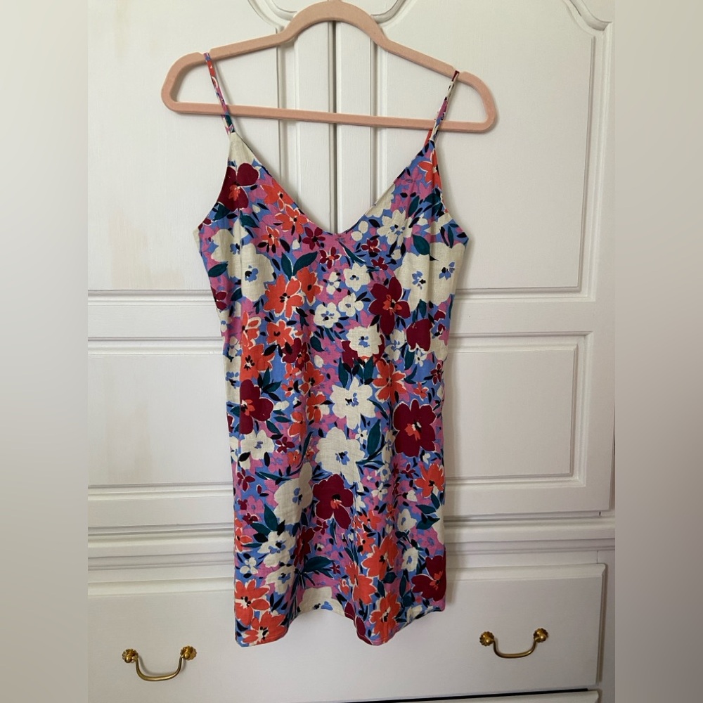 Vici Red and Blue Floral Fitted Camisole Mini Dress